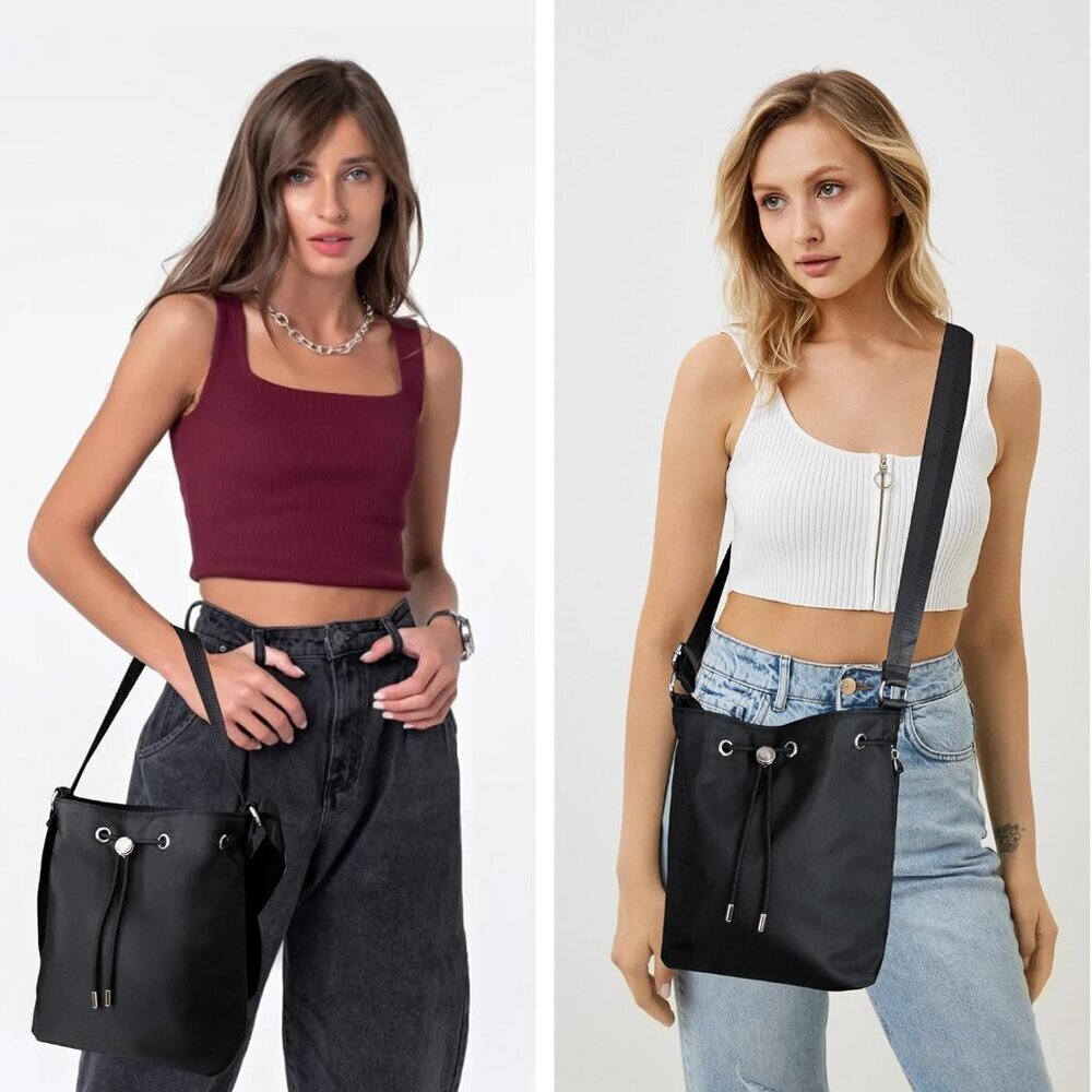 Waterproof Nylon Drawstring Bucket Crossbody Bag … - image 6